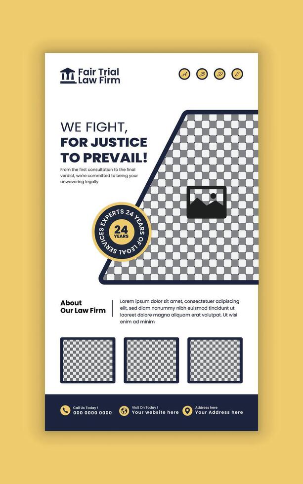 Law Firm Advertising social media vertical post Design Template vector