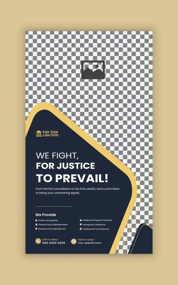 Law Firm Service Story Banner Design, Law Consulting Social Media Vertical Banner, Law Consulting web Vertical Banner template vector