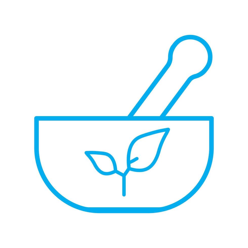 A mortar and pestle with a plant in it vector