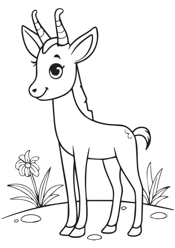 A cute deer coloring page vector