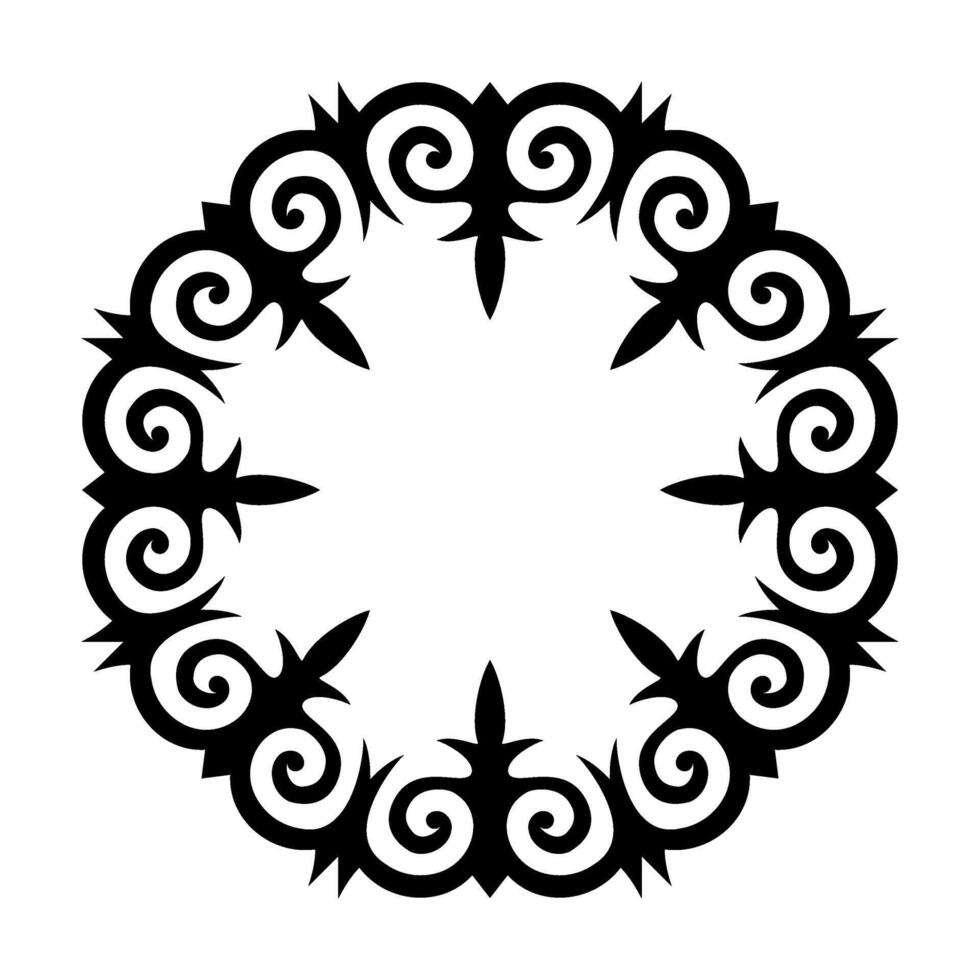 Kazakh round carpet ornament. Traditional pattern of Kazakh. Background, texture, design life of nomads. Ancient Turkic ornaments. Art, customs and traditions of Kazakhstan. Decorative art of nomads vector