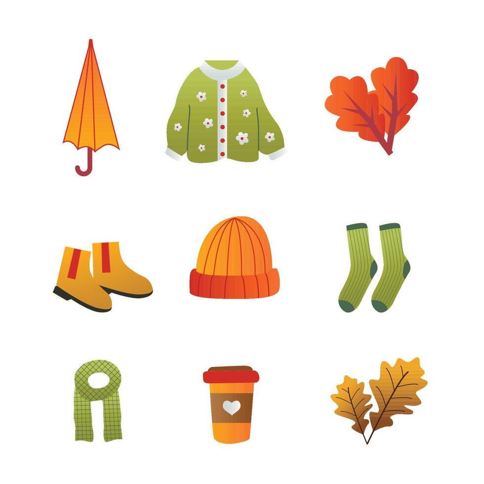 Flat illustration autumn celebration elements collection vector