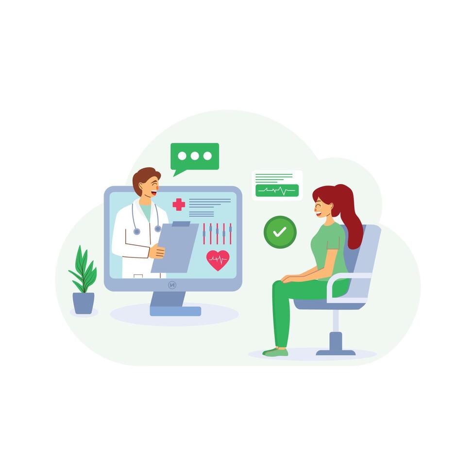 Online doctor concept consultation with patient vector