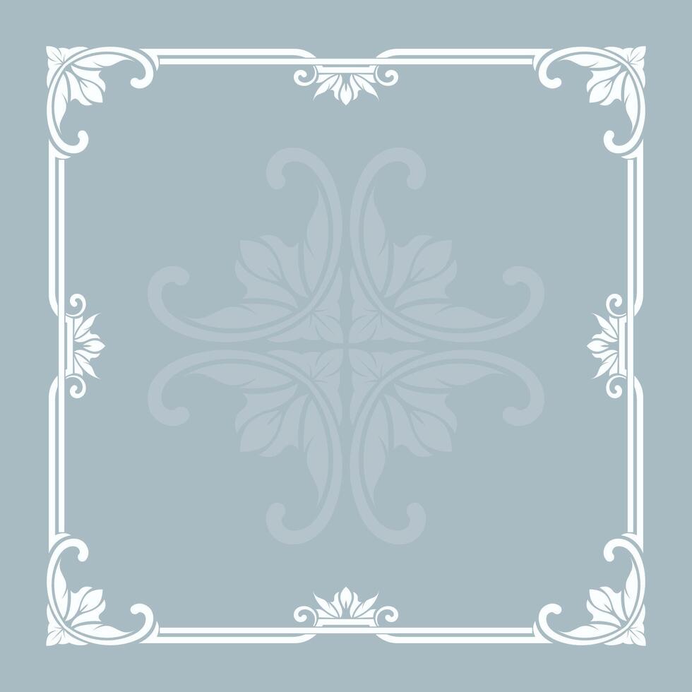 A square frame with a floral design on a blue background vector