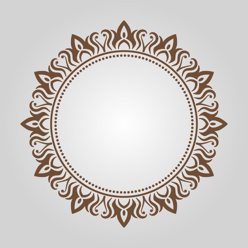 A round frame with a floral pattern on a gray background vector