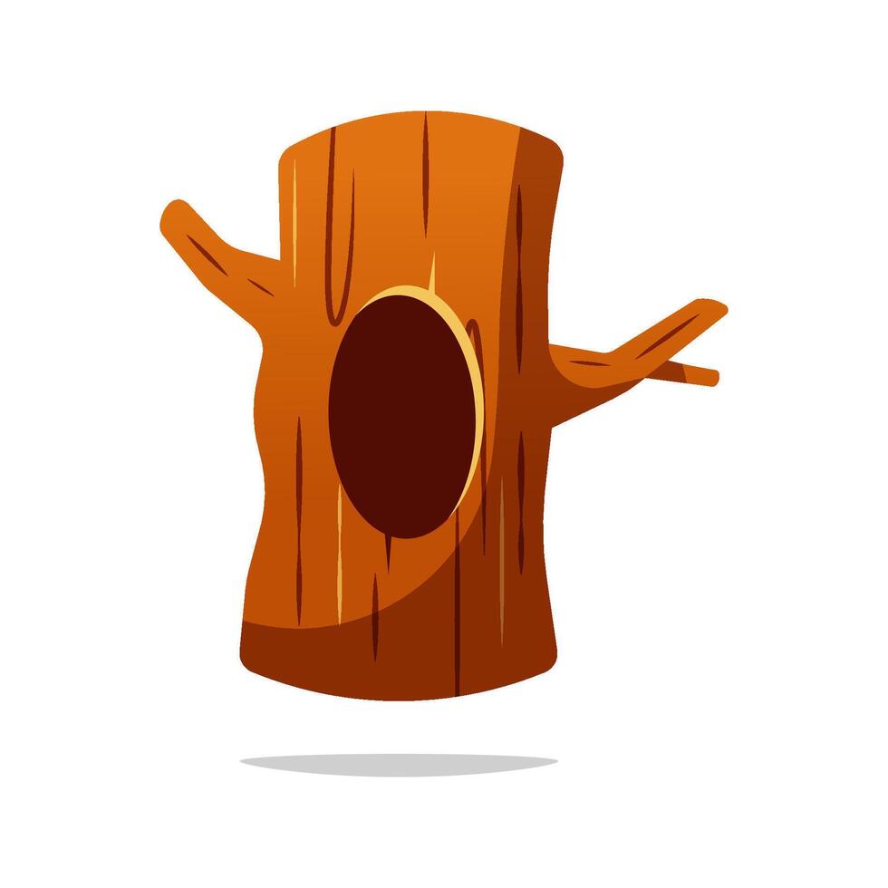 Tree hollow trunk isolated on white background. vector