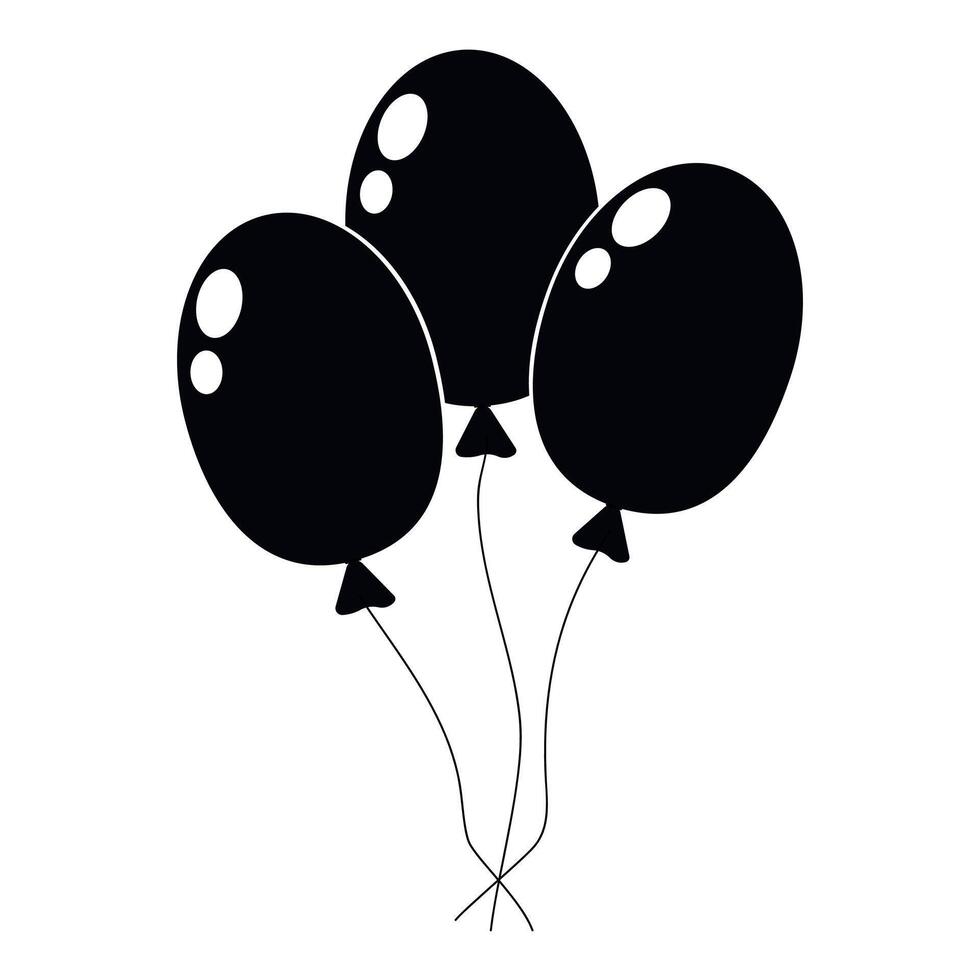 Balloons floating together in a simple black silhouette design vector