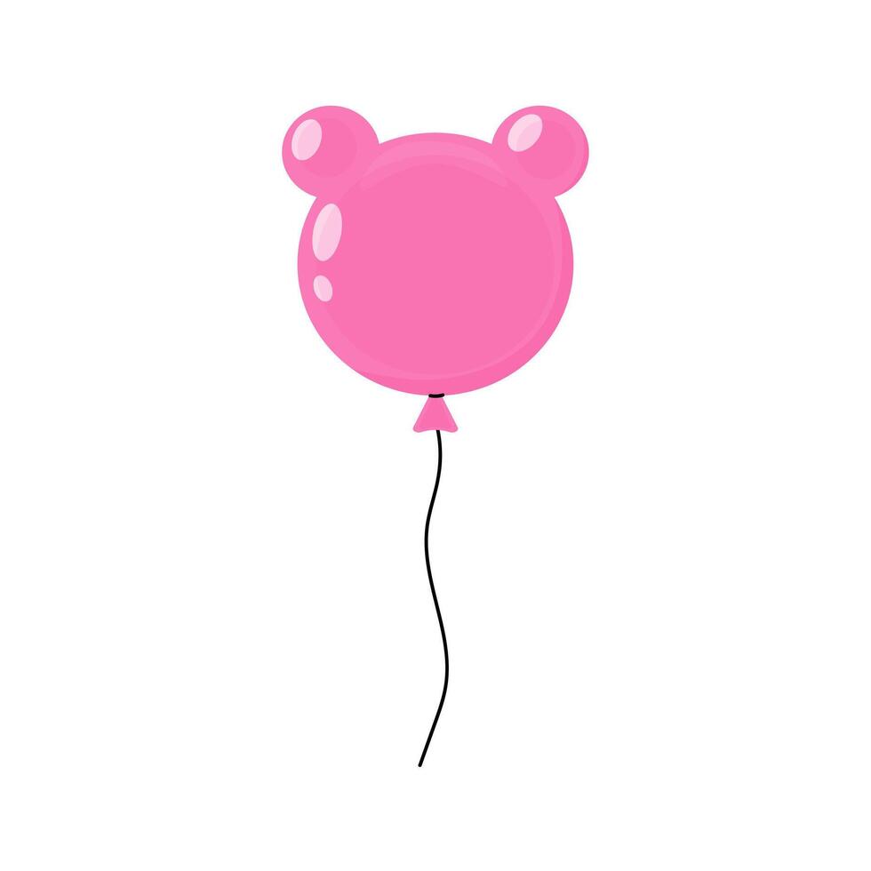 Pink balloon shaped like a bear face floating against a plain background vector