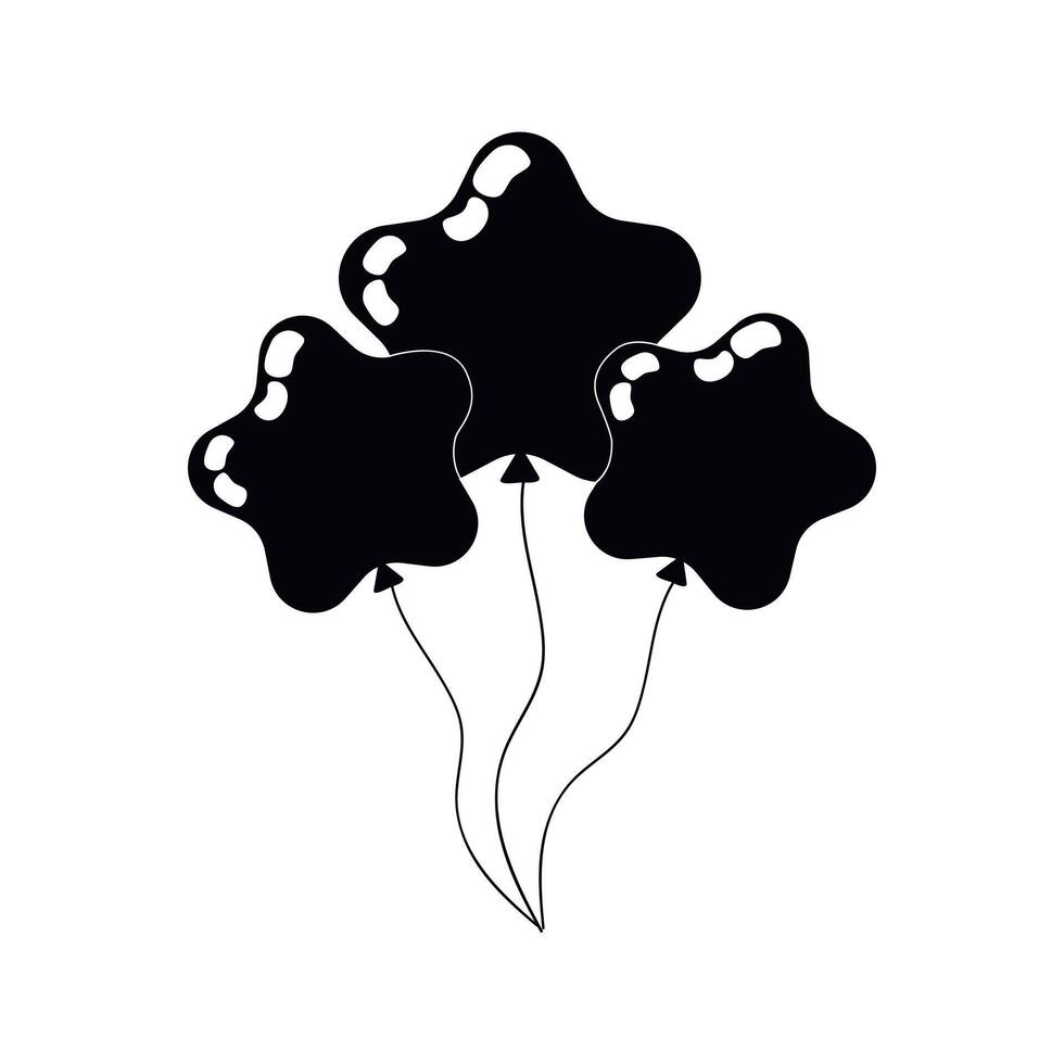 Black star-shaped balloons floating in the air during a festive celebration vector