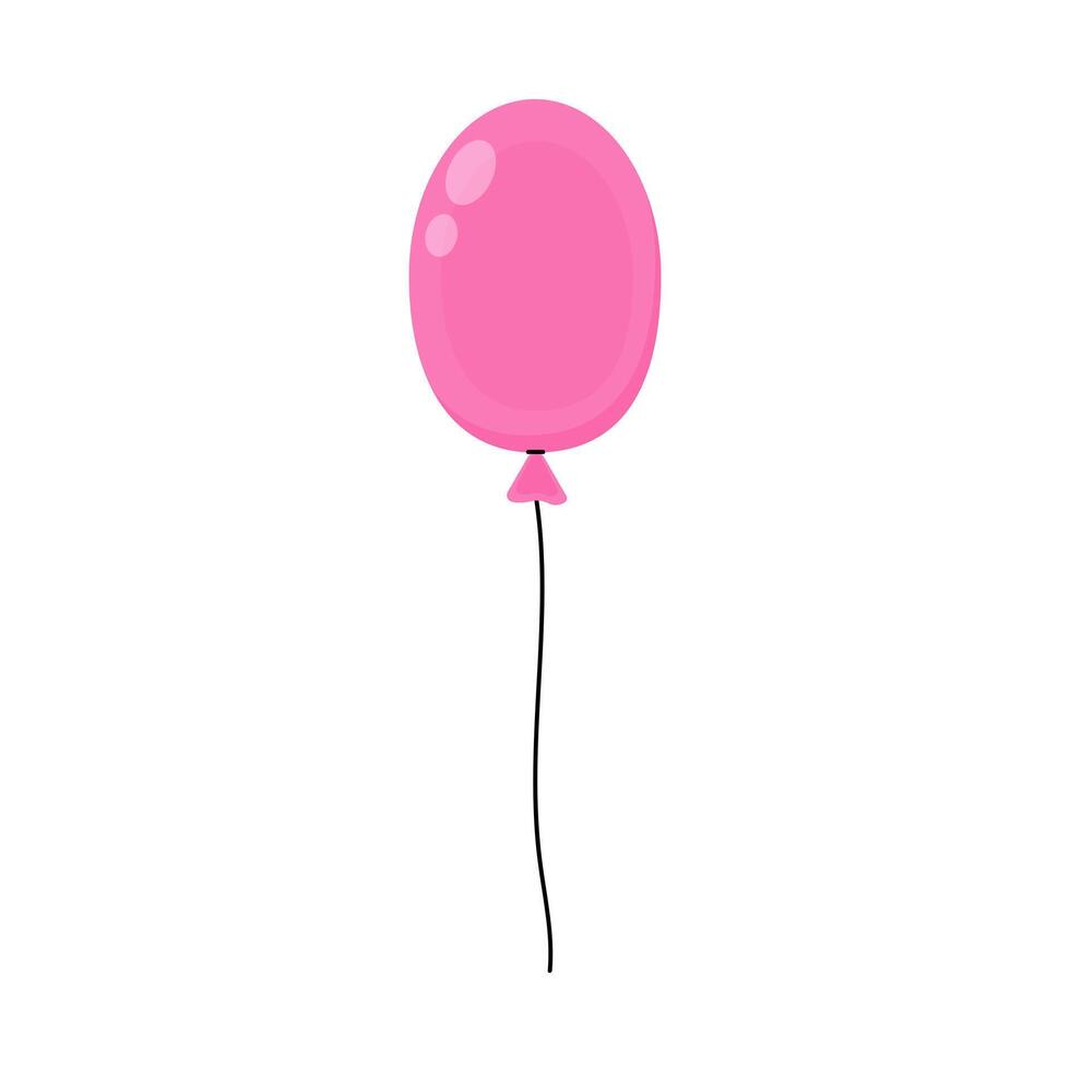 Bright pink balloon floating on a thin black string in a minimalist design vector