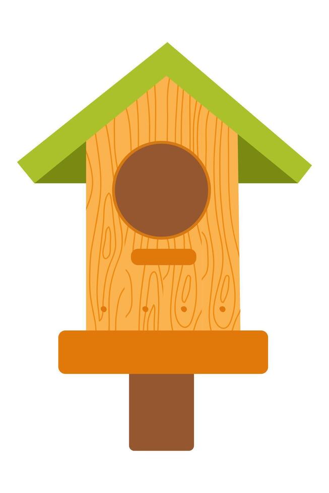 Birdhouse design with a vibrant roof and a wooden texture for outdoor decoration vector