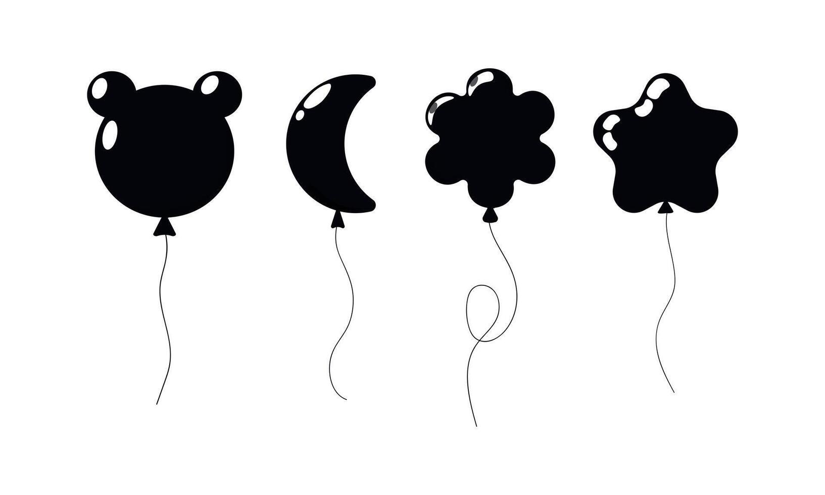 Unique black balloons shaped like animals and objects for a festive celebration vector