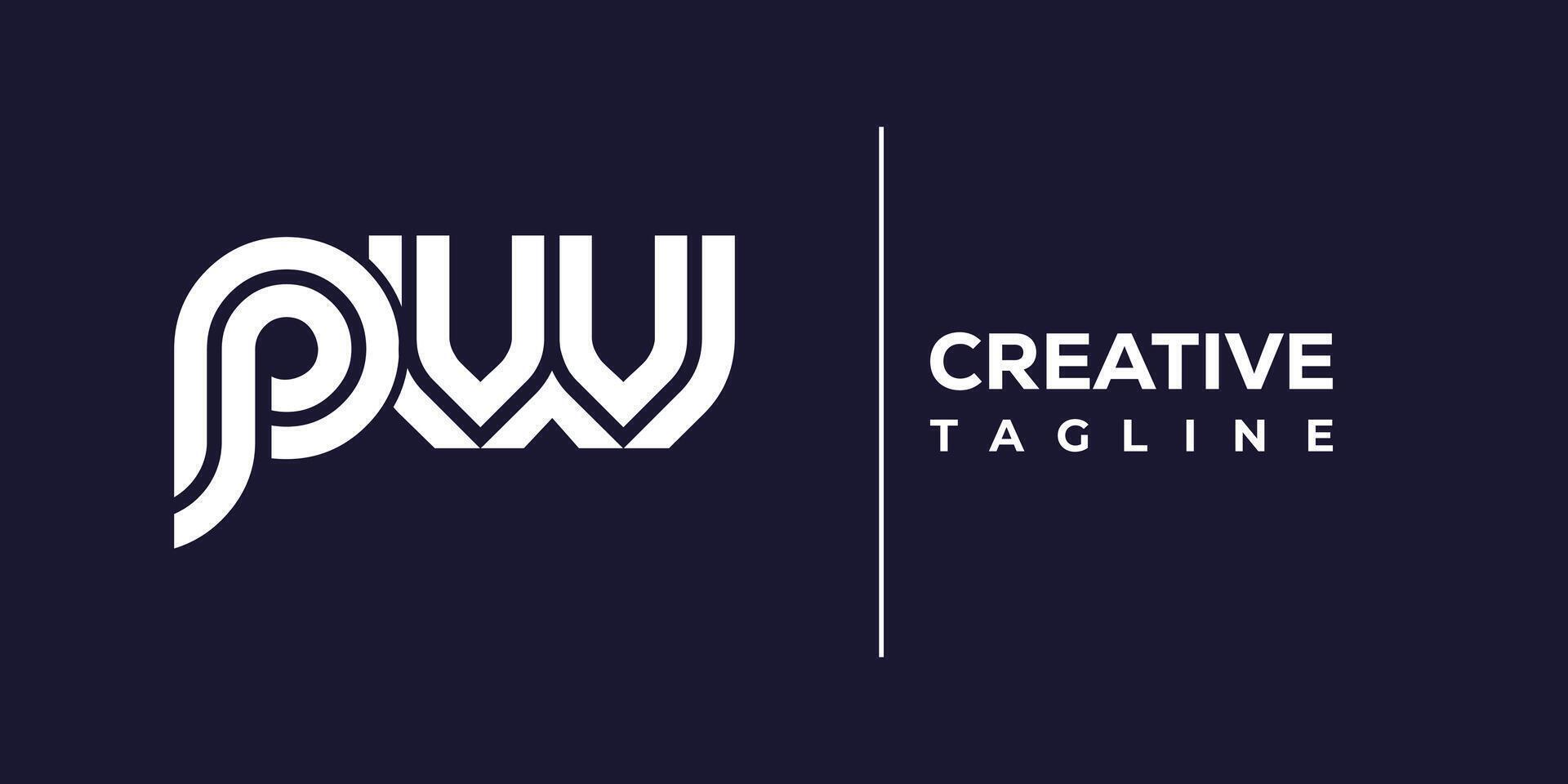 pw abstract minimalist letters Logo Monogram. vector
