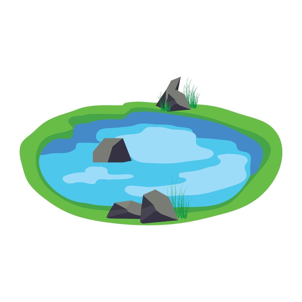A natural pond on white background illustration vector