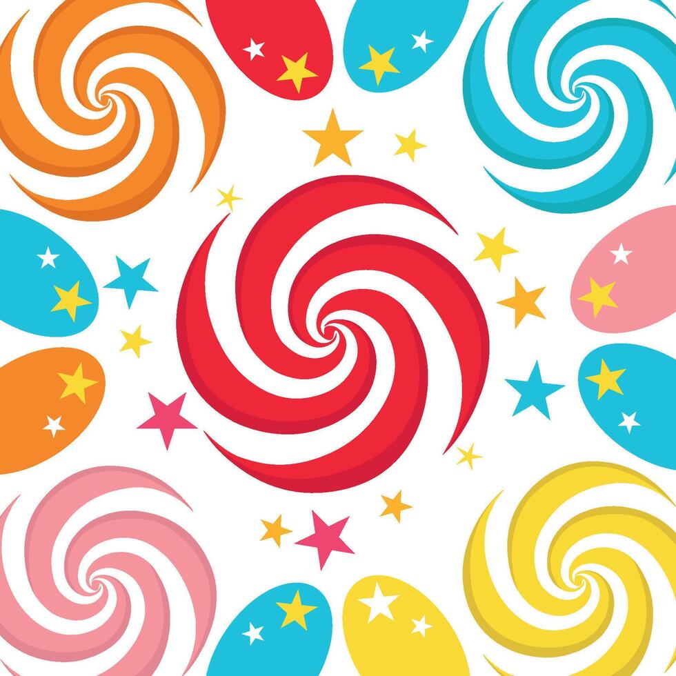 A Playful Colorful Swirling Candy Pattern vector