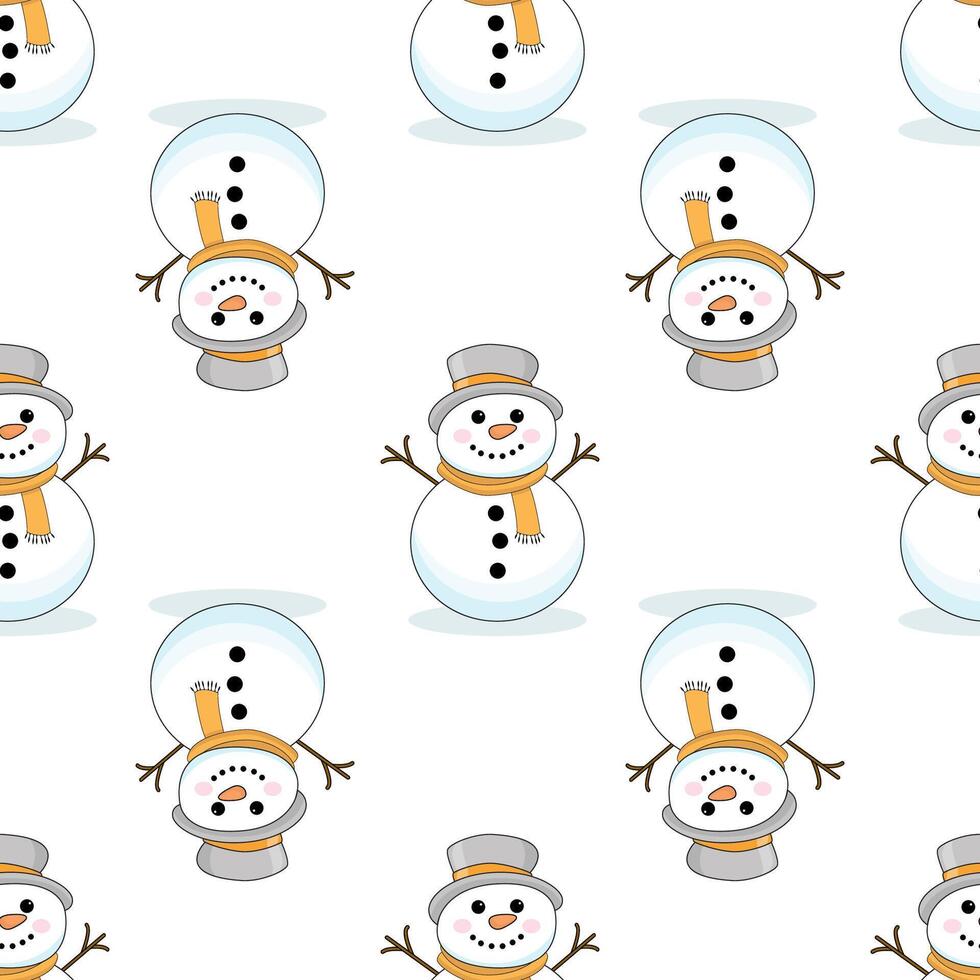 Seamless Christmas pattern with snowmen. Winter pattern for the new year on a white background vector