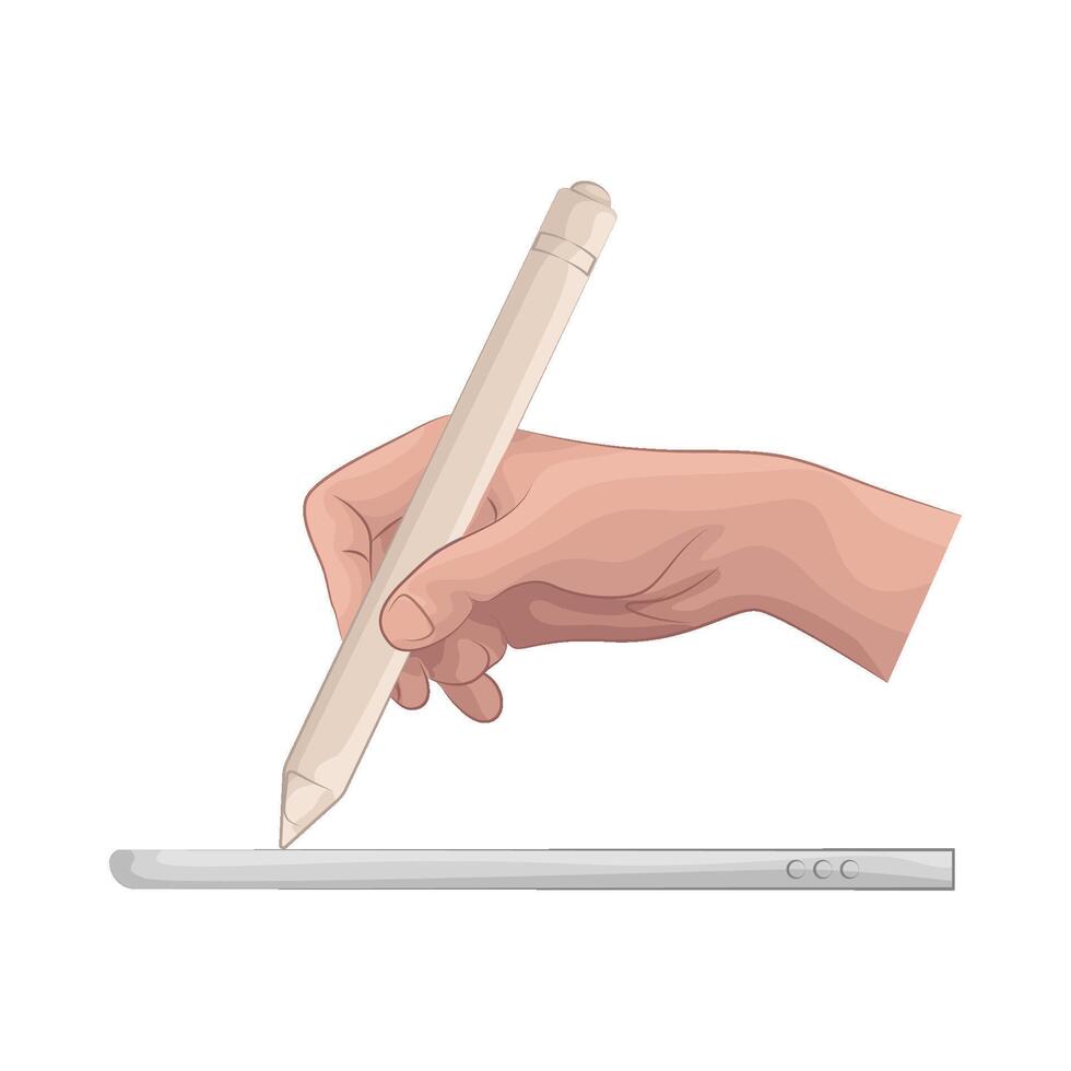 illustration of draw using a stylus pen vector