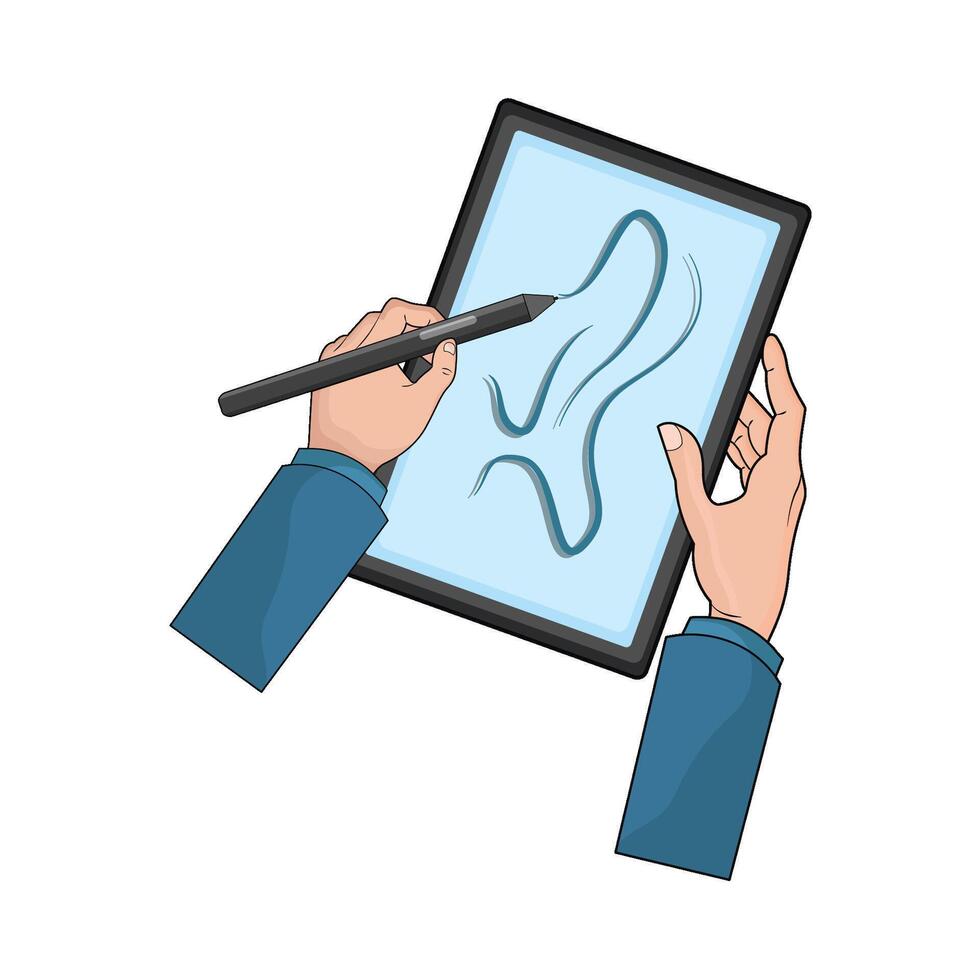 Digital Art with Pen Tablet illustration vector