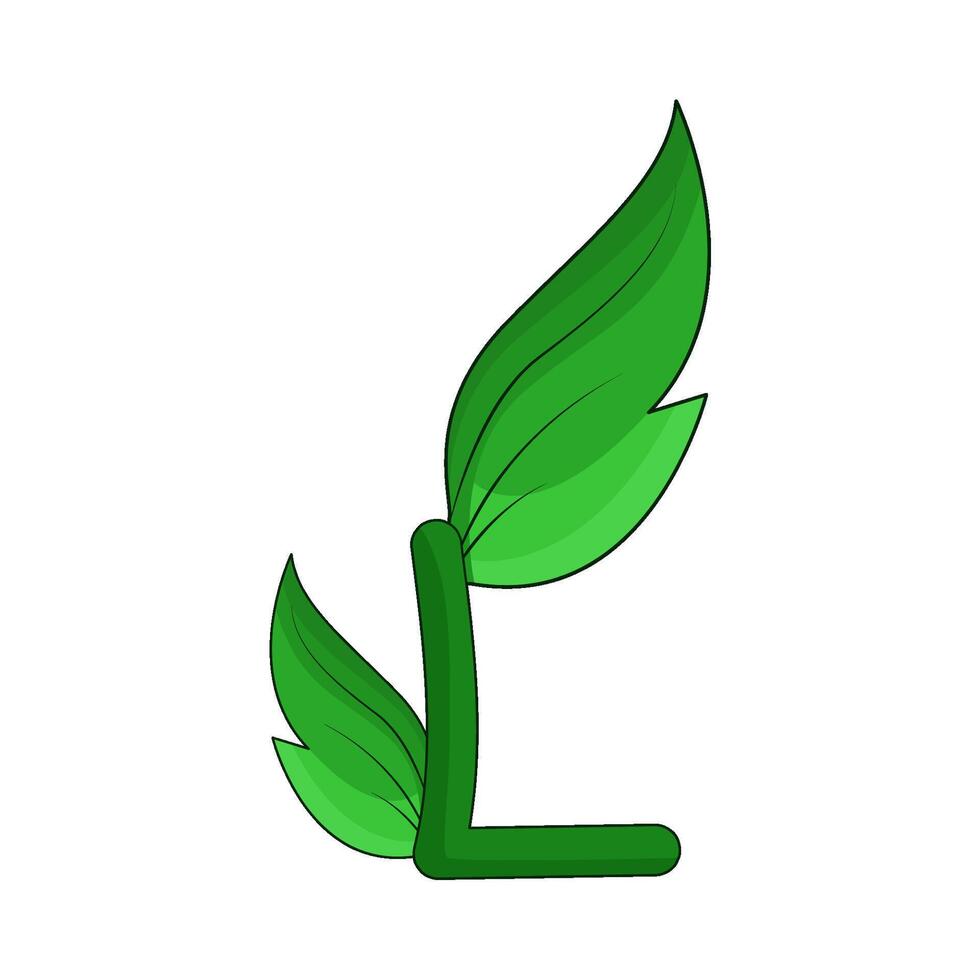illustration of letter l for leaf vector