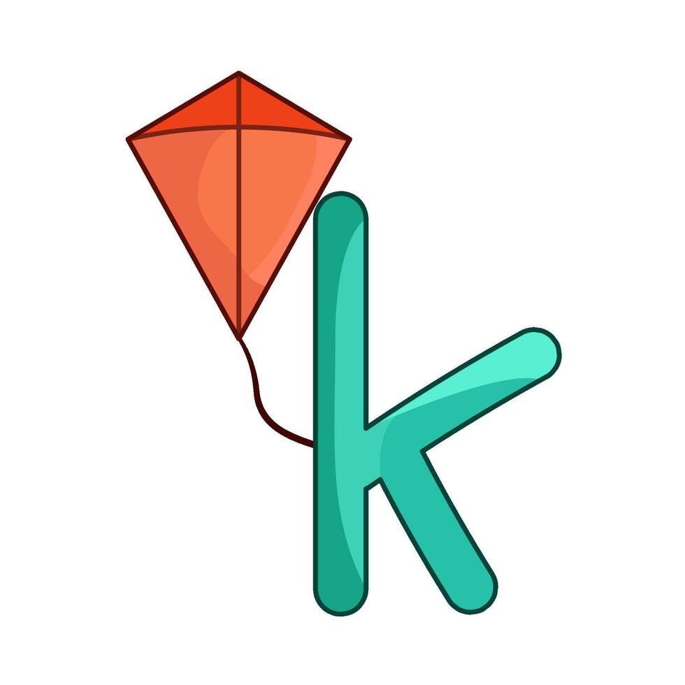 illustration of letter k for kite vector