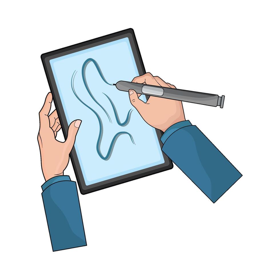 Modern Drawing with Pen Tablet illustration vector