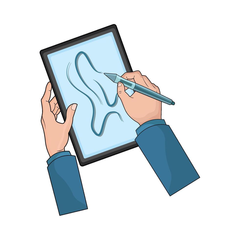 illustration of Digital Art with Pen Tablet vector