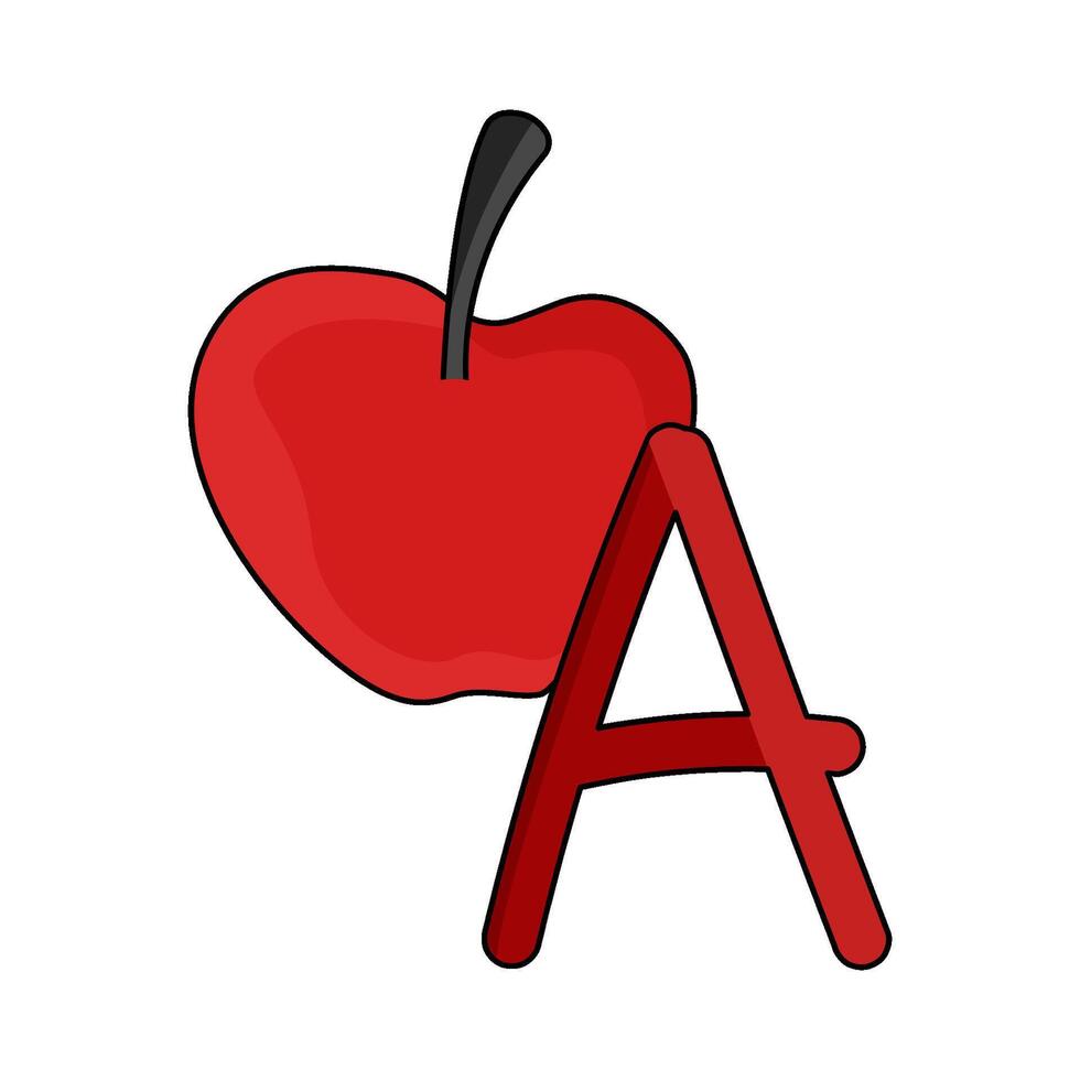 illustration of letter a for apple vector