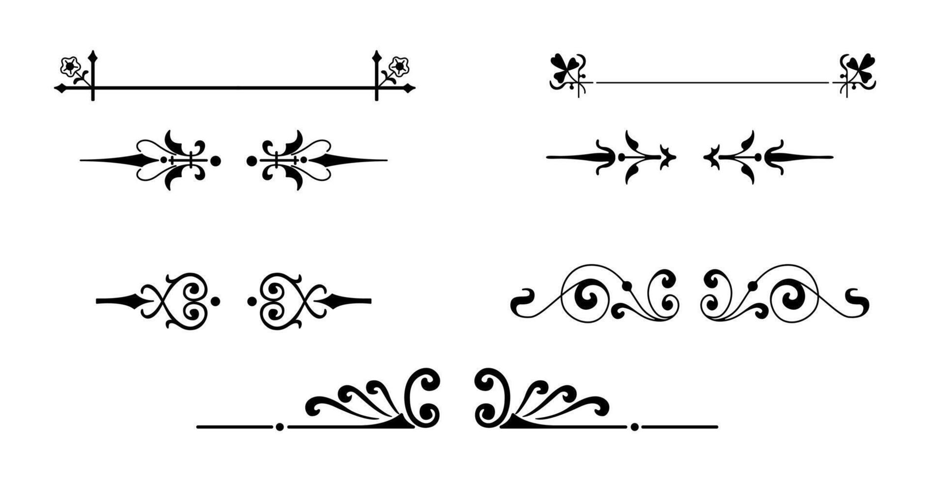 set of vintage decorative elements for design on black colour vector