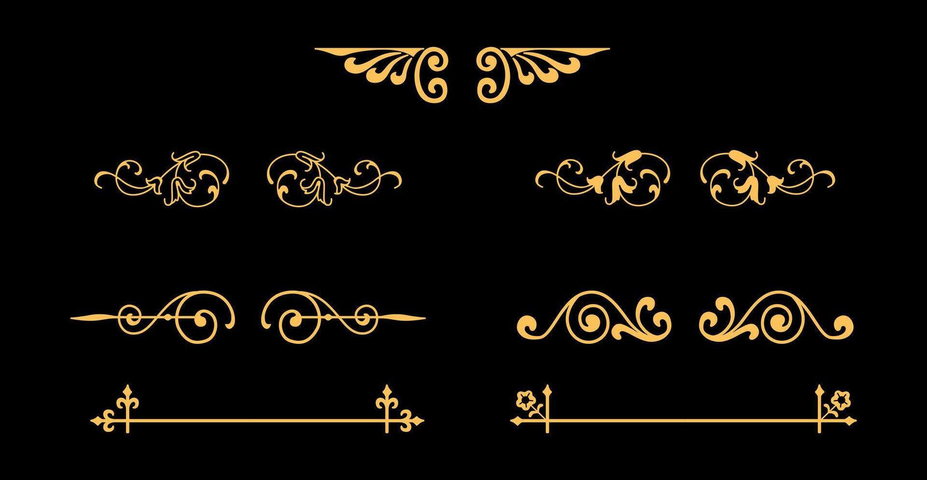 Floral dividers decoration elements collection pack on gold colour vector
