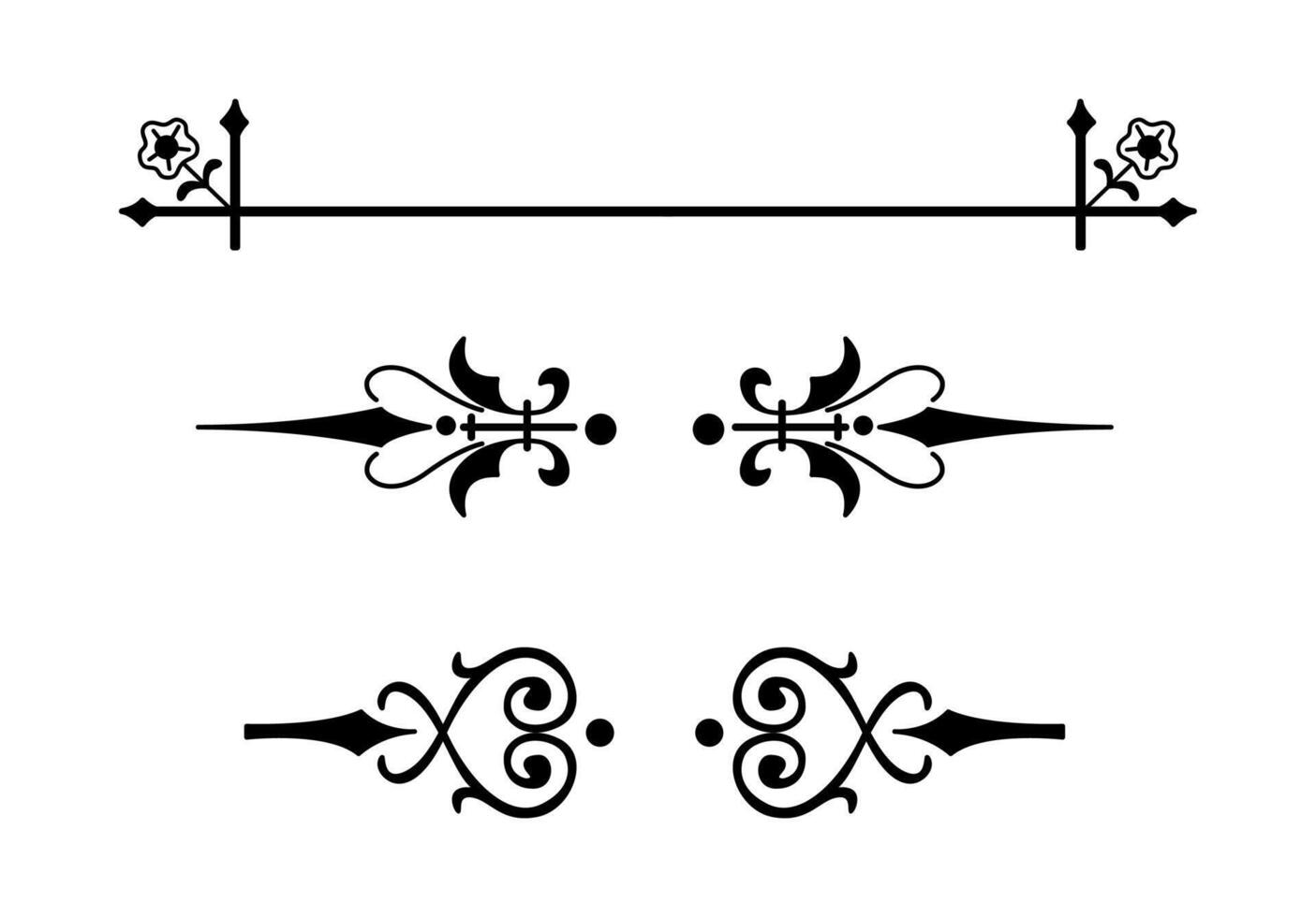 Calligraphic old elements vintage decor divider on black and white colour. vector