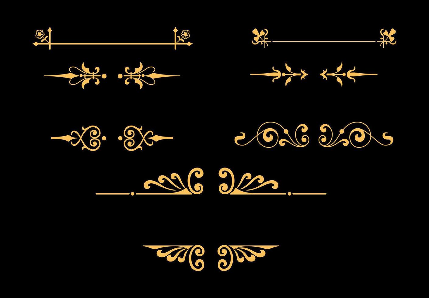 Golden ornaments pack for Illustration vector