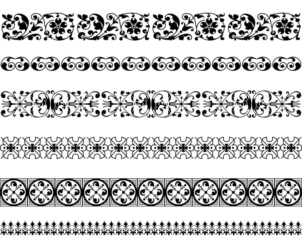 Vintage ornament brushes set vector