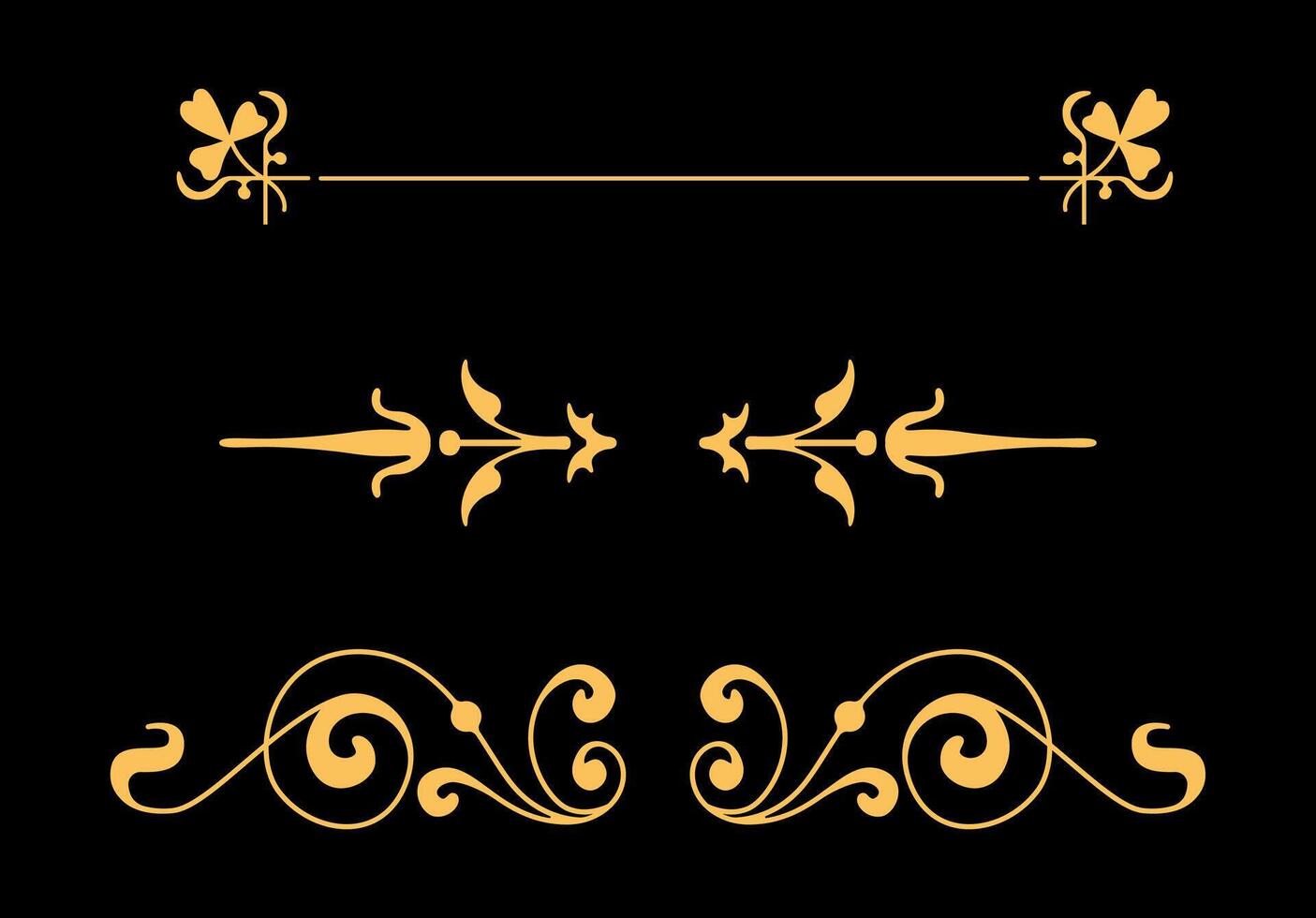 set of gold calligraphic design elements and page decoration. vector