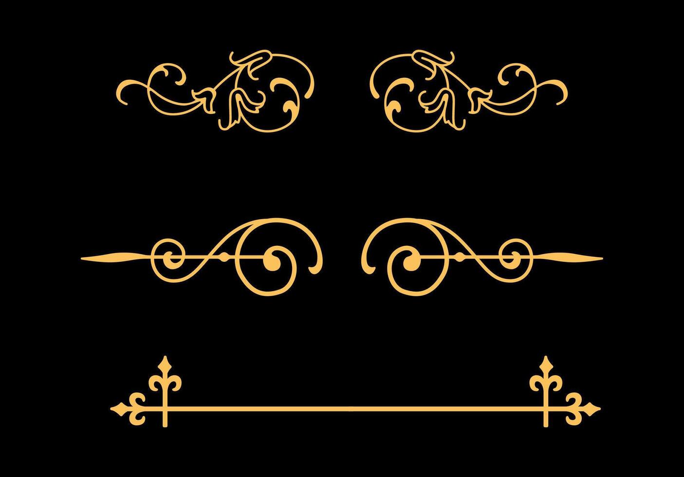 set of gold calligraphic design elements and page decoration. vintage set. vector