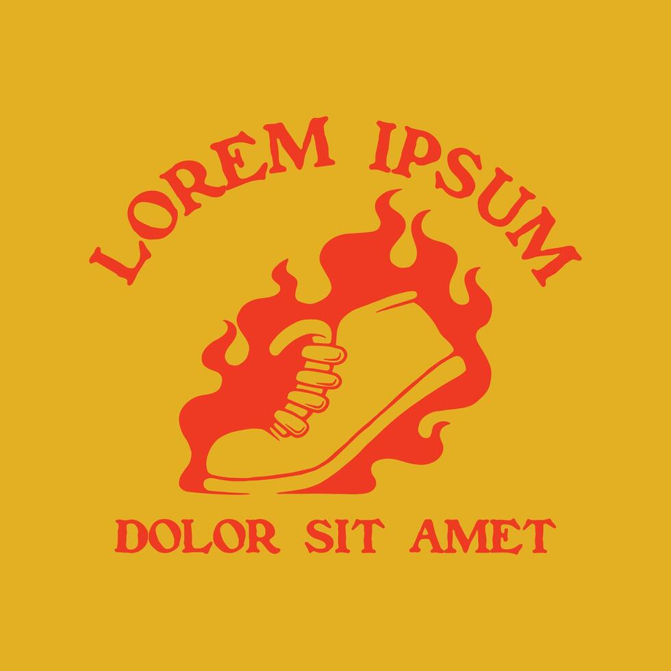 red flaming shoes silhouette logo vector