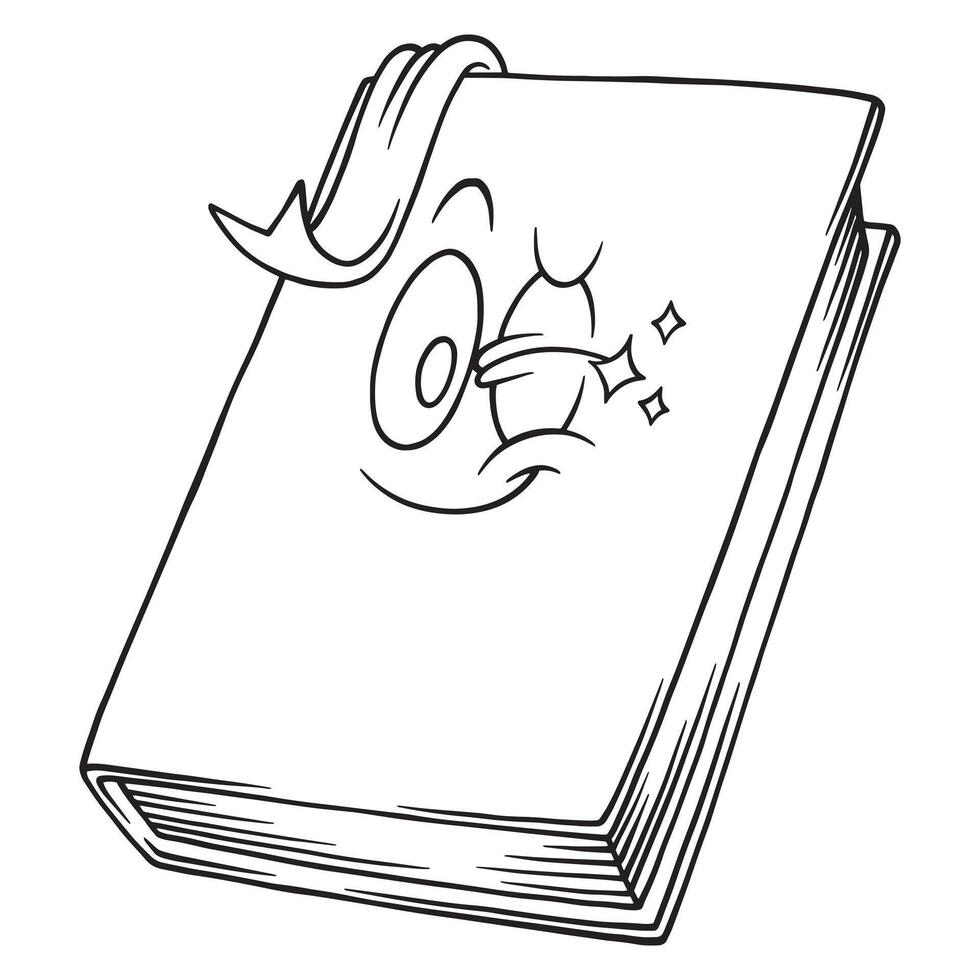 coloring cartoon winking book mascot vector