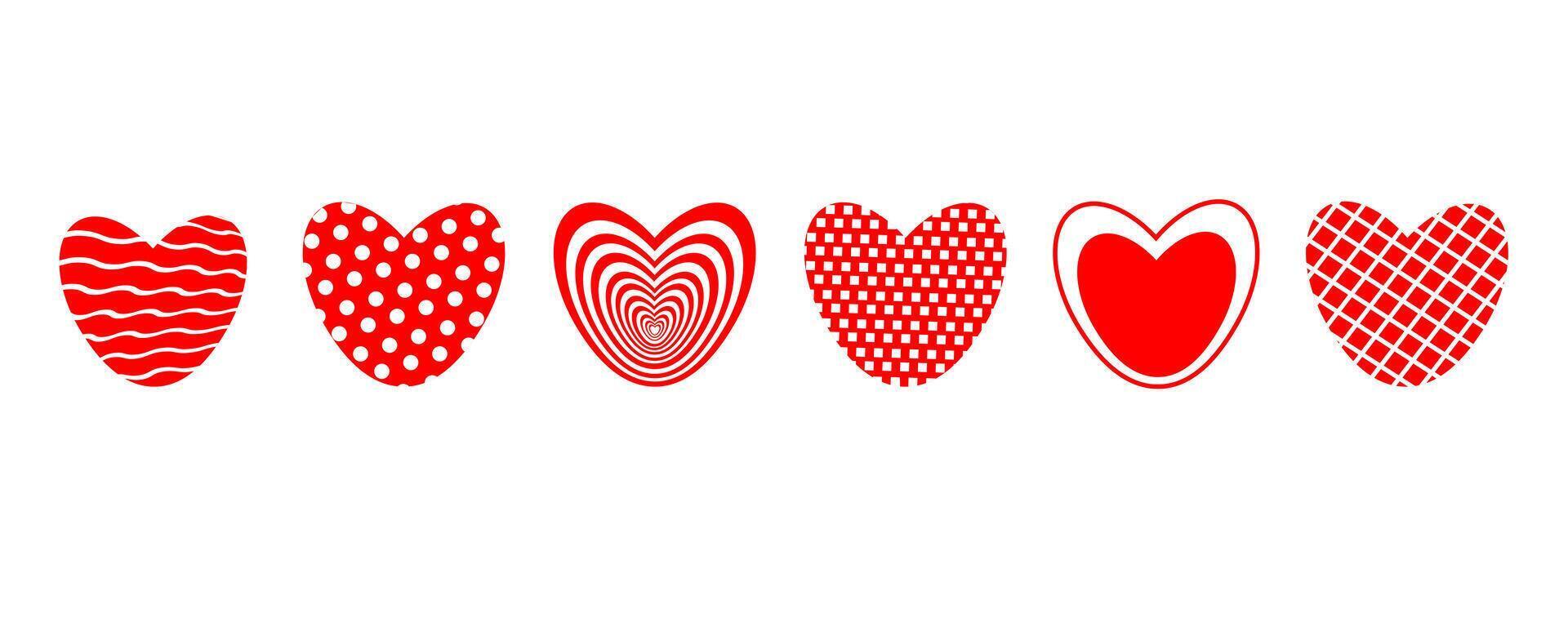 Set of red hearts isolated on white background. Design for fashion, fabric, textile, packaging paper, gift paper. Valentines day concept. vector