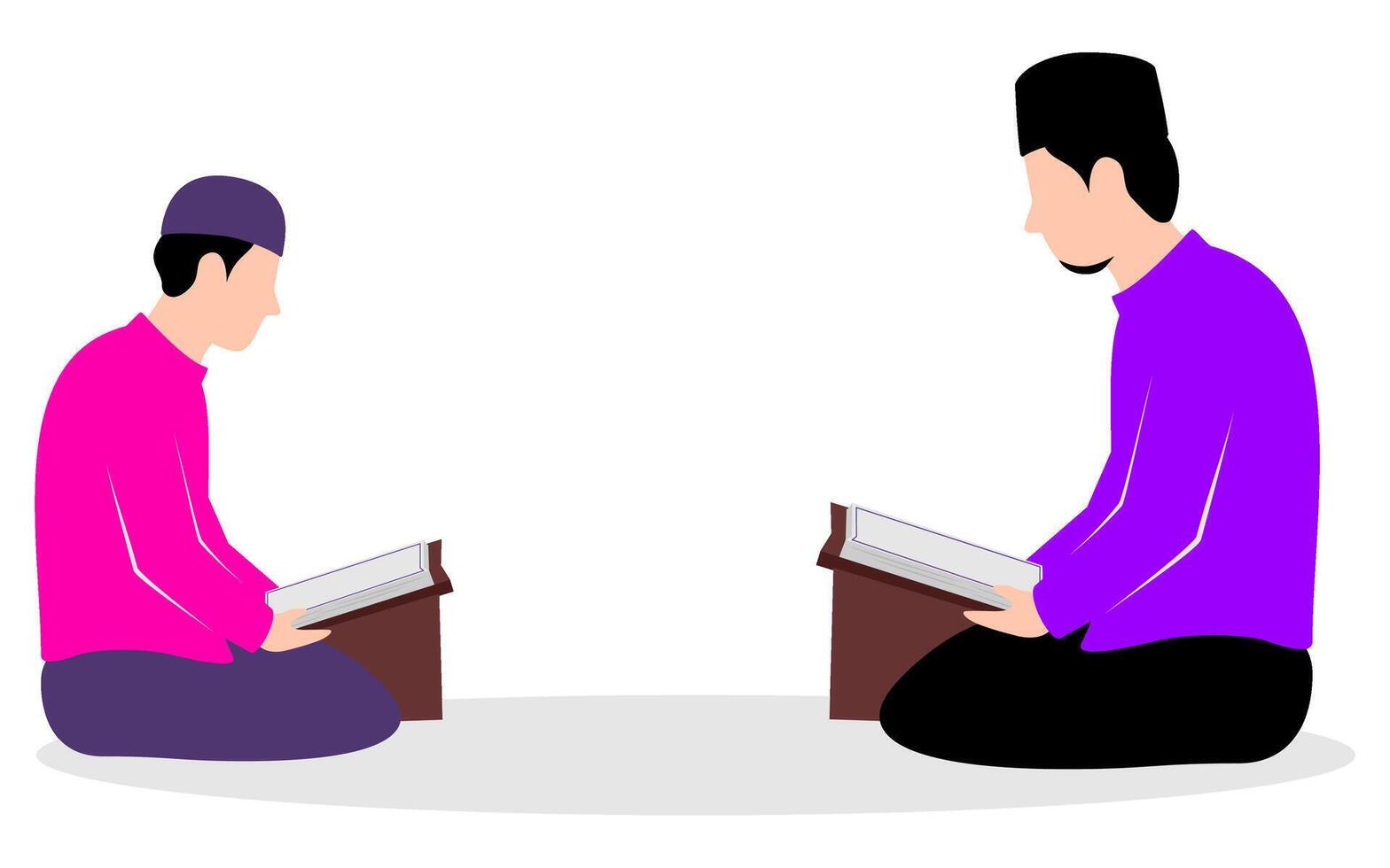 Flat Illustration of Muslim Men Reading Al Quran Together vector