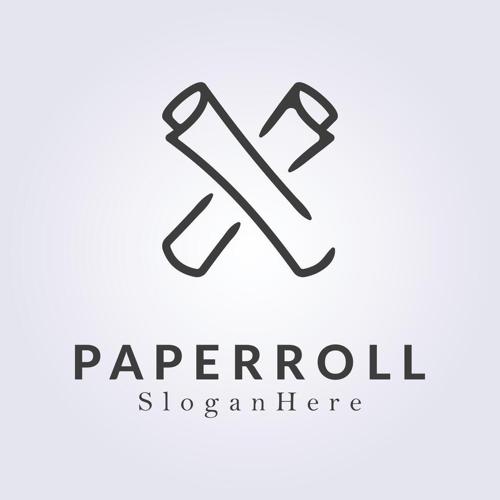 line art paper roll map logo template design, outline map logo symbol icon illustration vector