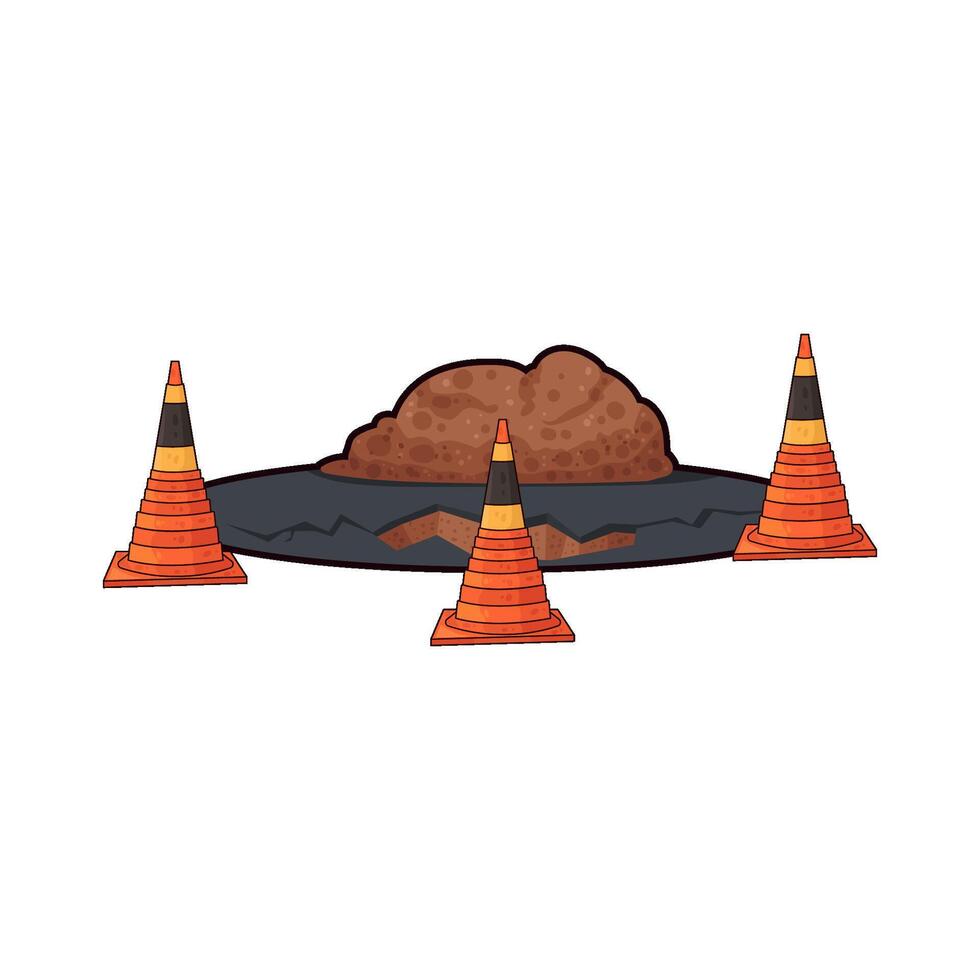 Traffic cones cover potholes vector