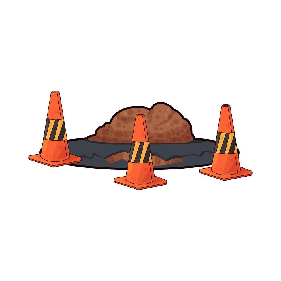 illustration of Traffic cones cover potholes vector