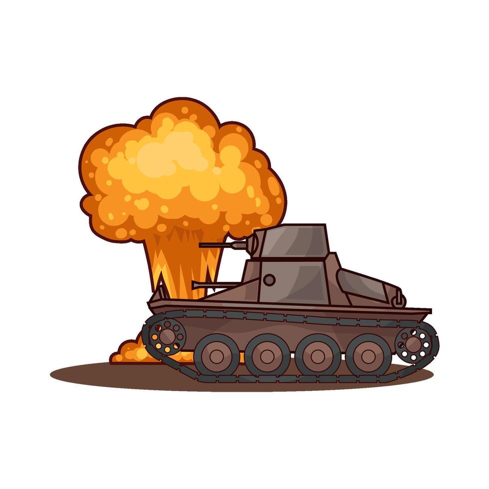 illustration of military tank on fire vector