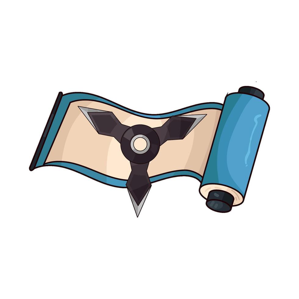 Japanese shuriken and paper rolls illustration vector