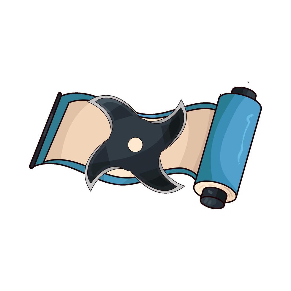 Japanese shuriken with paper rolls illustration vector