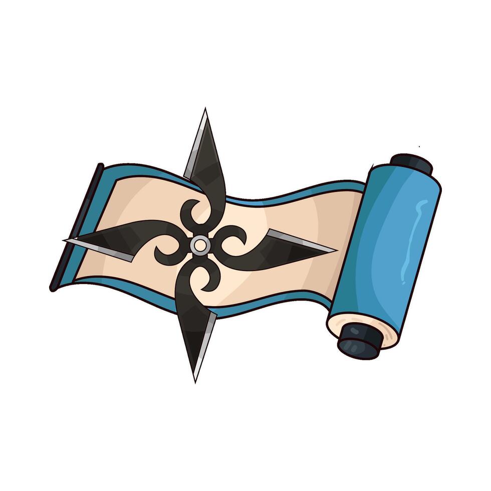 paper rolls and Japanese shuriken illustration vector