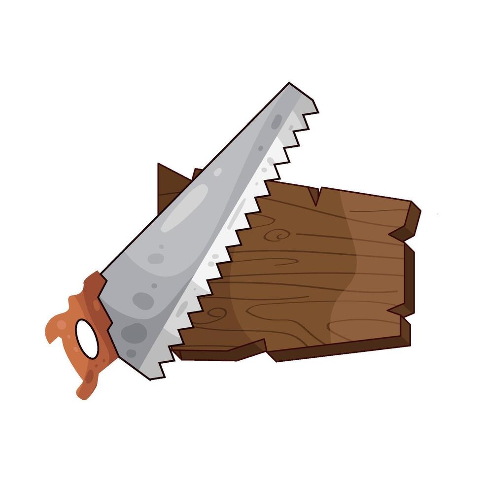 illustration of cut the board using a saw vector
