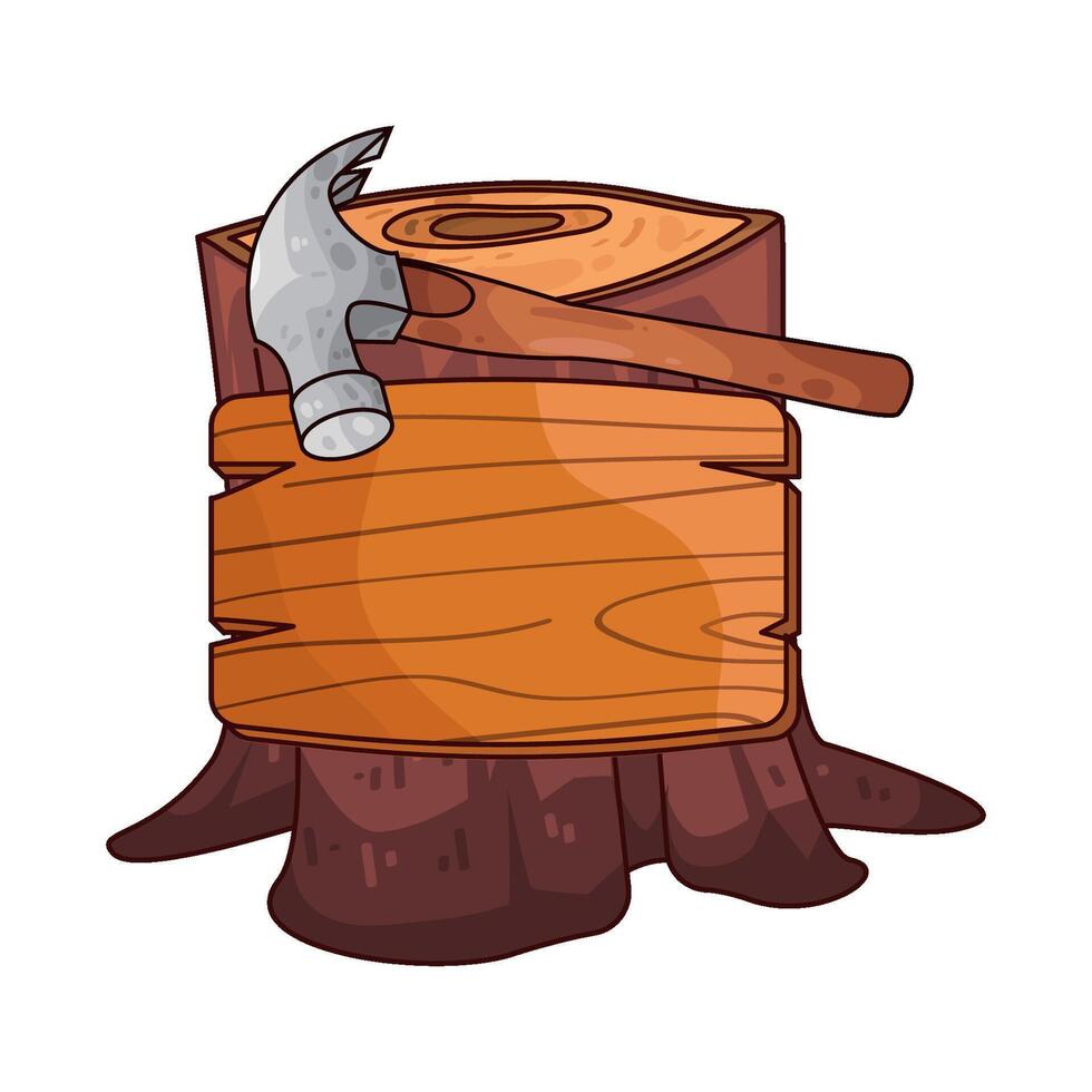 illustration of attaching boards to trees vector