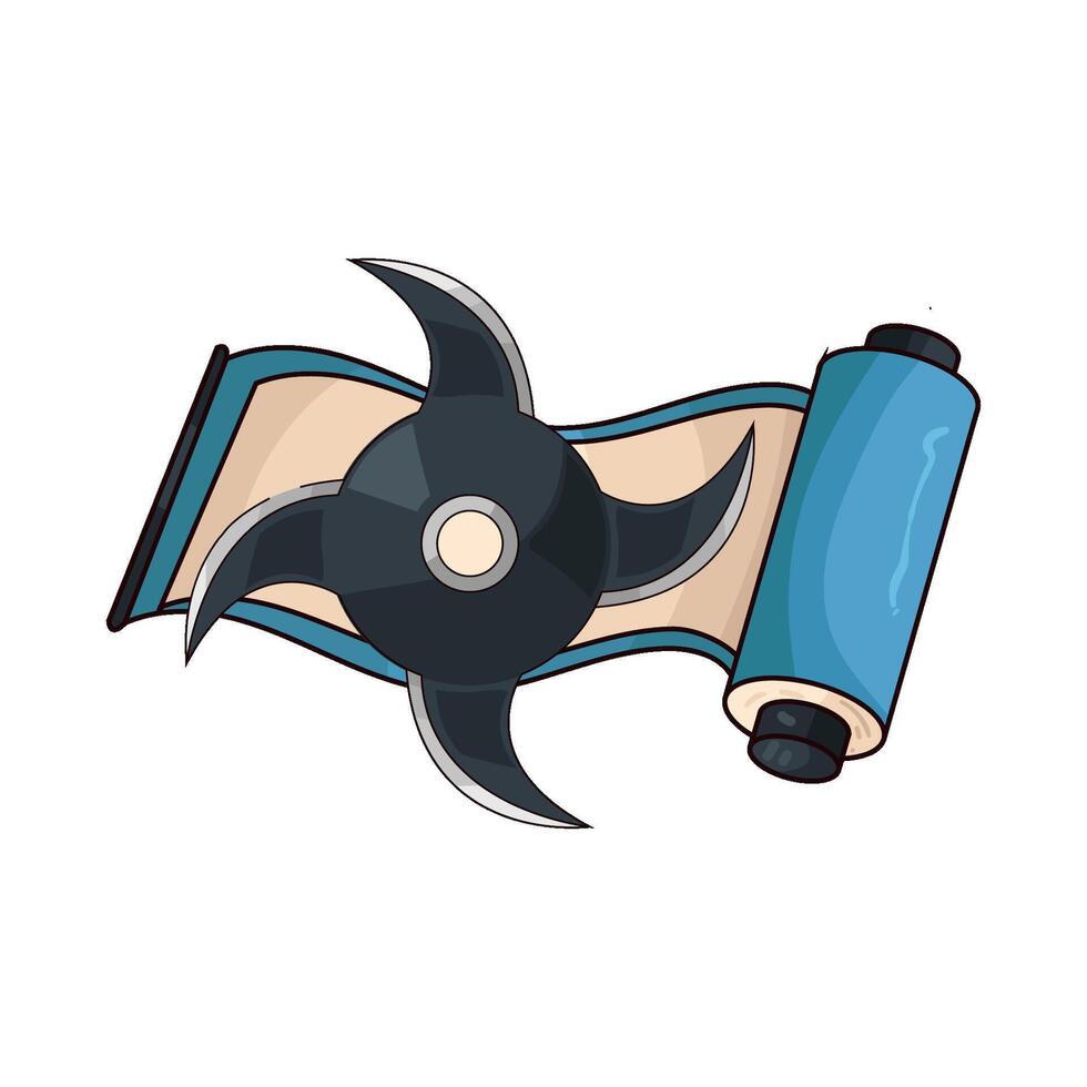 illustration of shuriken with paper rolls vector