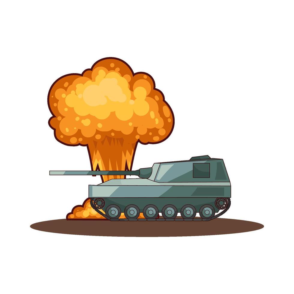 military tank with fire vector