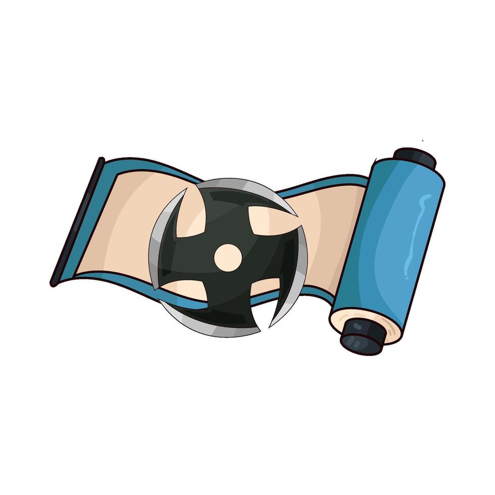 Japanese shuriken with paper rolls vector